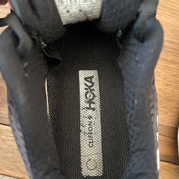 Hoka Black and White Clifton 9 Athletic Shoes - Picture 6 of 8